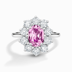 Pink Sapphire Halo Engagement Ring in Sterling Silver