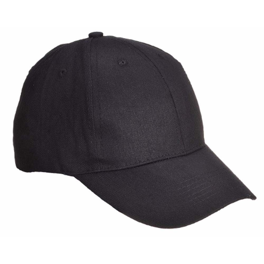 Portwest B010 Six Panel Baseball Cap Hat Various Colours Black One Size