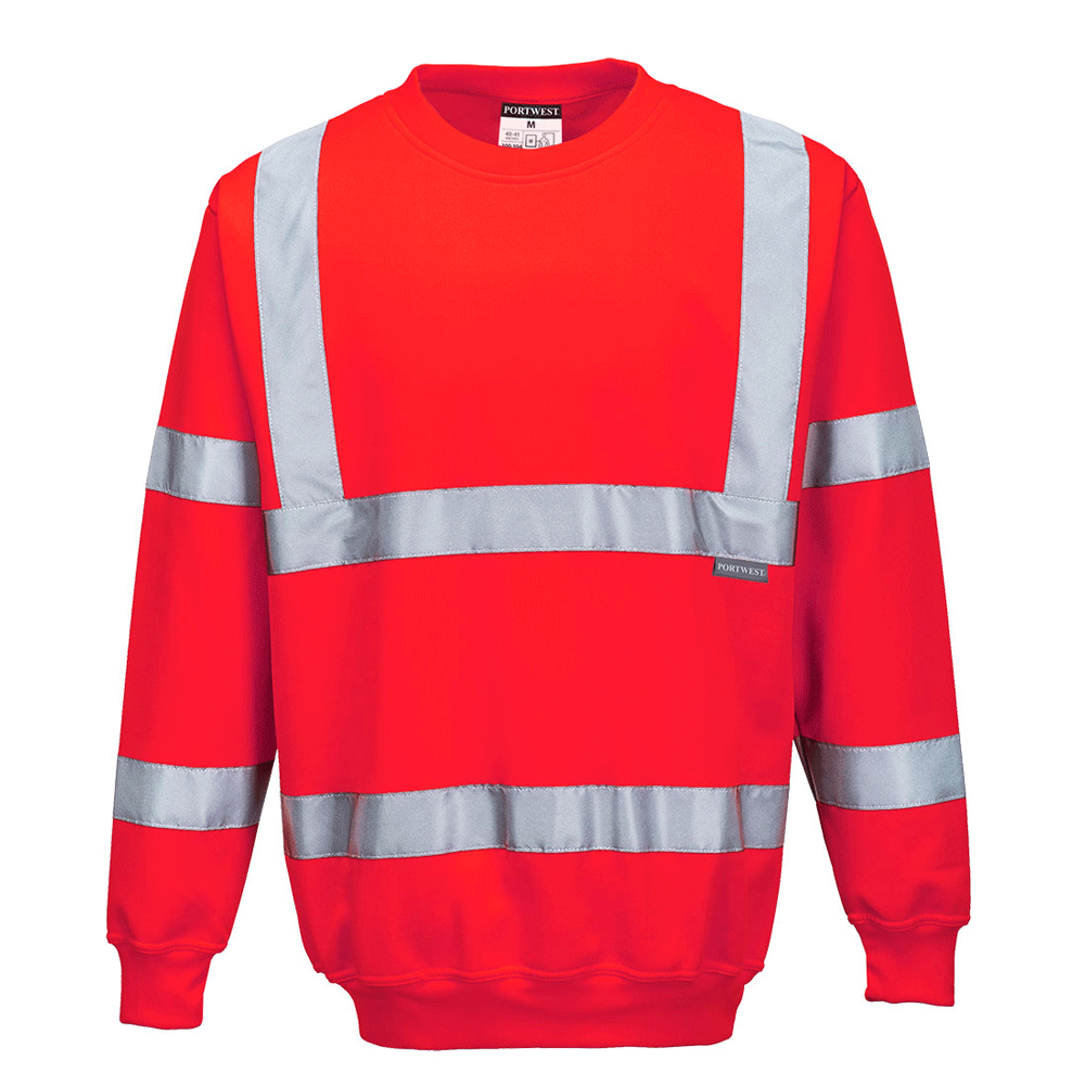 Portwest B303 Hi-Vis Work Sweatshirt Jumper Various Colours Red