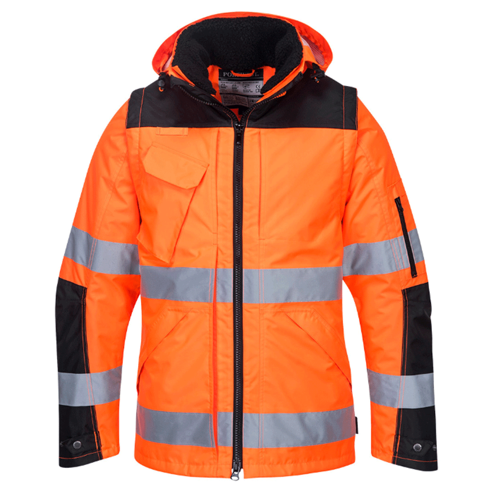 Portwest C469 Pro Hi-Vis 3-in-1 Waterproof Work Jacket Various Colours Orange Black