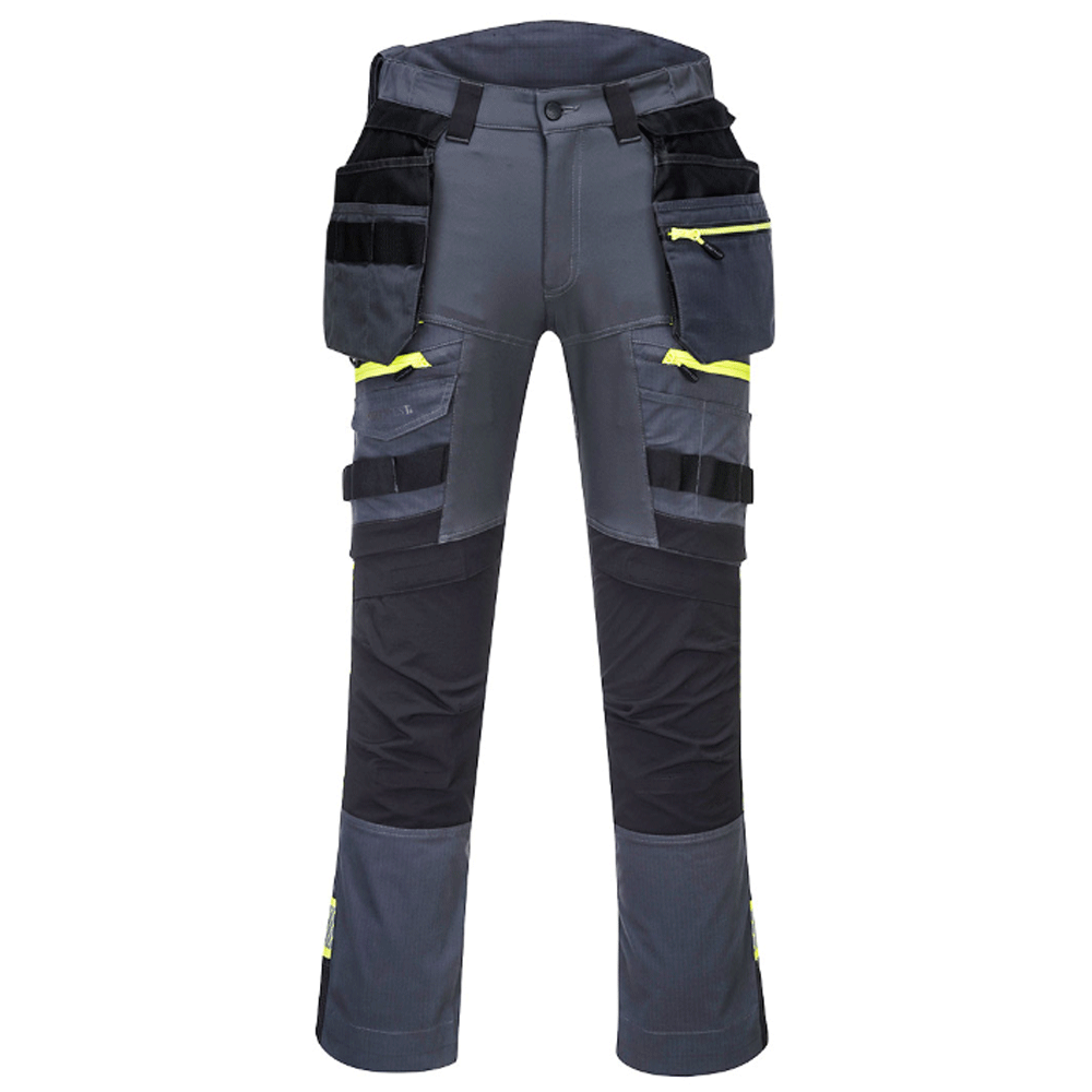 Portwest DX440 DX4 Detachable Holster Stretch Kneepad Work Trouser Various Colours Metal Grey Regular 31"