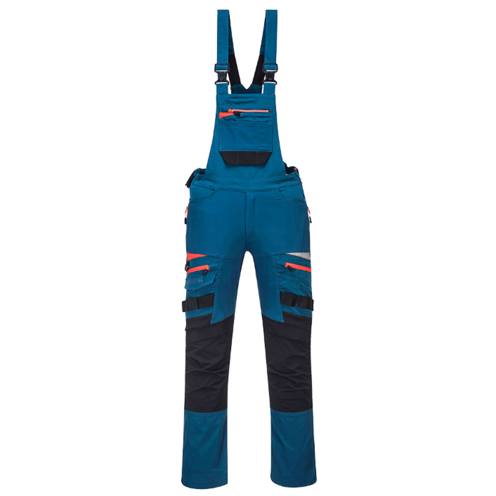 Portwest DX441 DX4 Stretch Kneepad Work Bib & Brace Various Colours Metro Blue