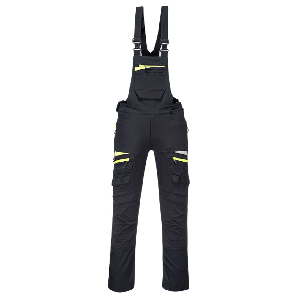 Portwest DX441 DX4 Stretch Kneepad Work Bib & Brace Various Colours Black