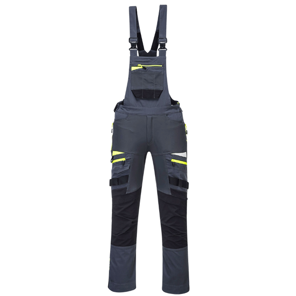 Portwest DX441 DX4 Stretch Kneepad Work Bib & Brace Various Colours Metal Grey