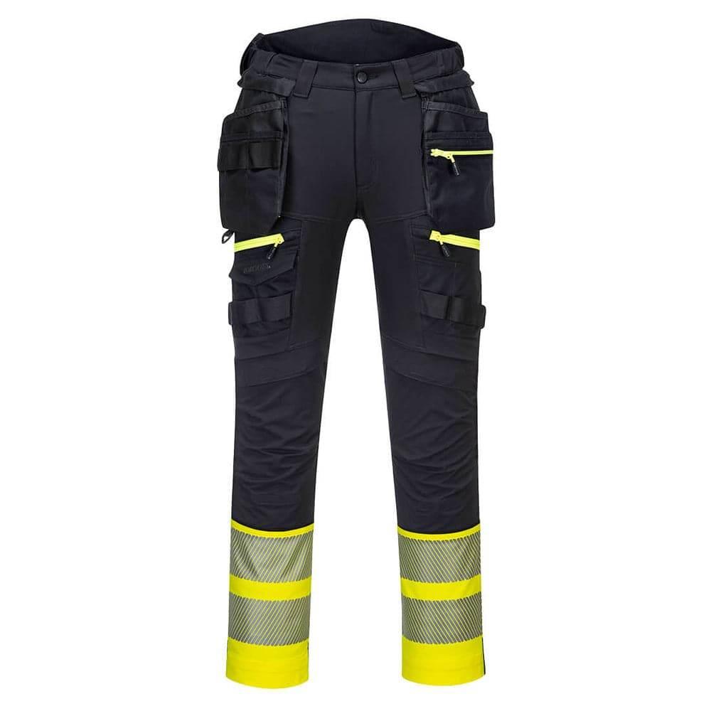 Portwest DX445 4-Way Stretch Hi-Vis Class 1 Holster Pocket Trouser Yellow/Black Yellow Black