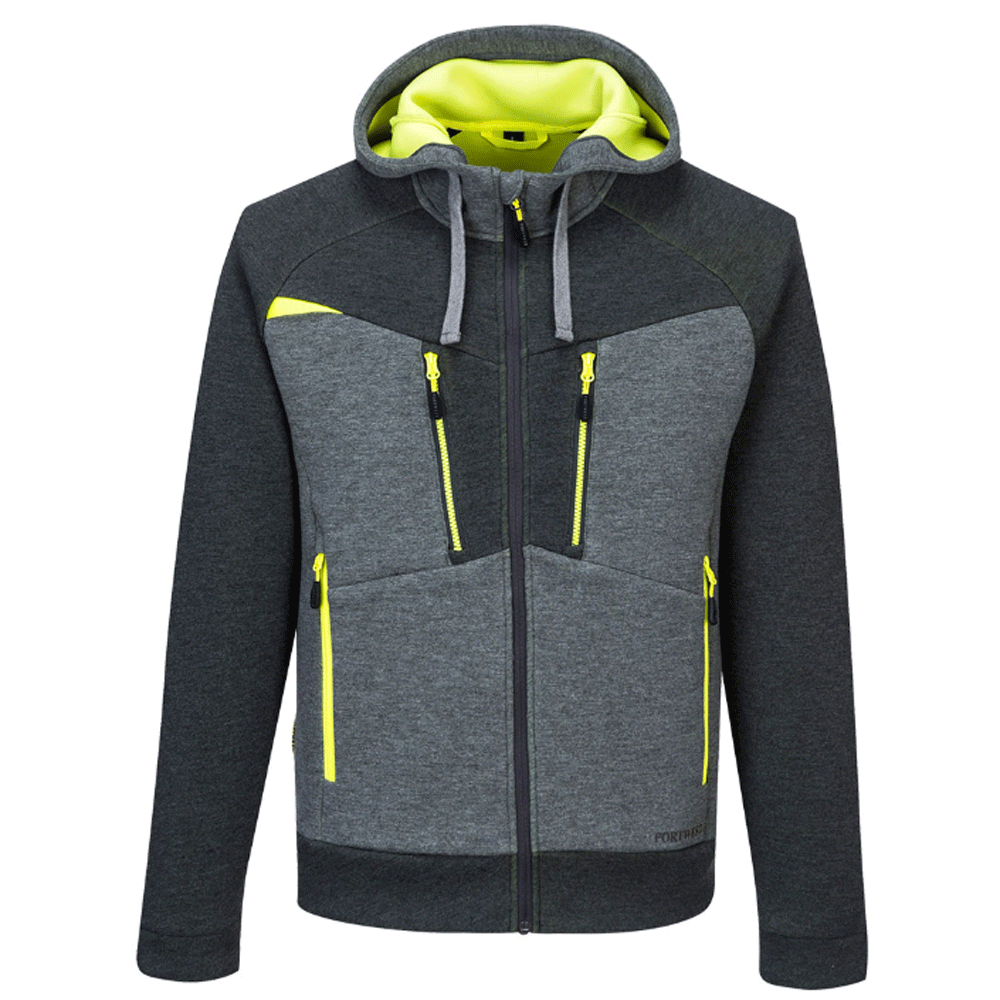 Portwest DX472 DX4 Moisture Wicking Full Zip Work Hoodie Various Colours Metal Grey