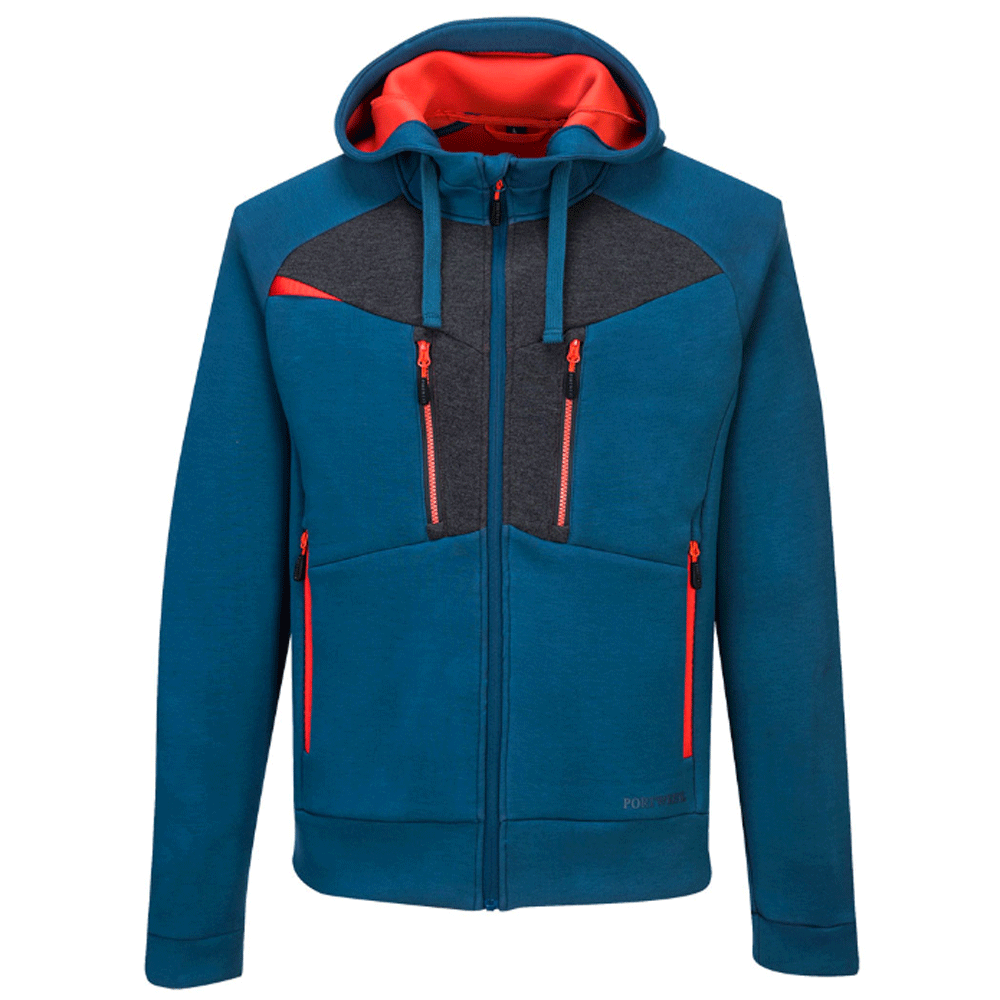 Portwest DX472 DX4 Moisture Wicking Full Zip Work Hoodie Various Colours Metro Blue