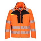Portwest DX475 Waterproof Breathable Softshell Ripstop Jacket Coat Orange Black