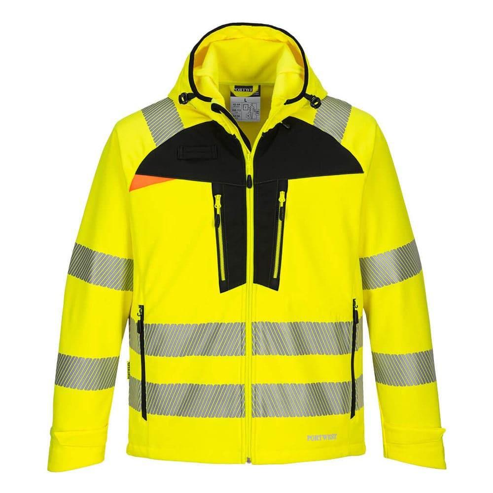 Portwest DX475 Waterproof Breathable Softshell Ripstop Jacket Coat Yellow Black