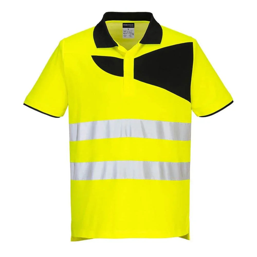 Portwest PW212 Hi-Vis Polo Shirt Short Sleeve Yellow Black