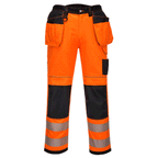 Portwest PW306 PW3 Hi-Vis Holster Pocket Kneepad Work Trousers Orange Black