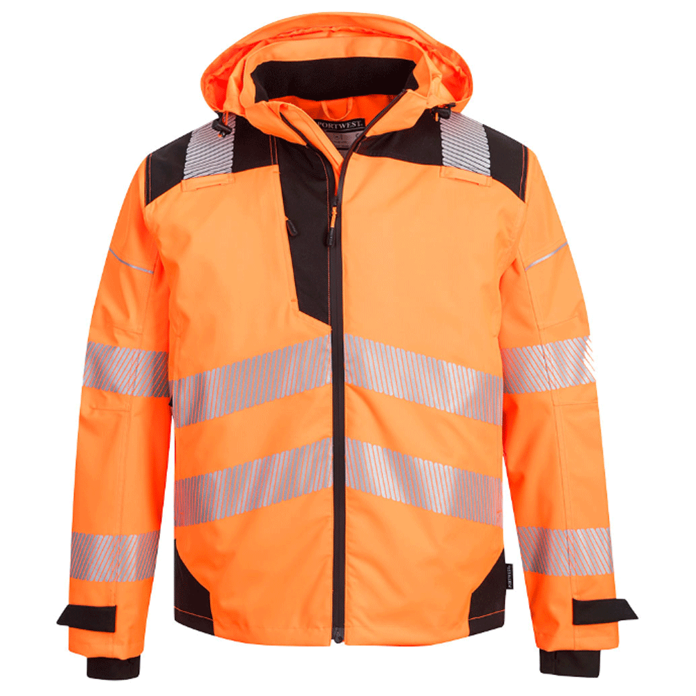 Portwest PW360 PW3 Extreme Breathable Hi-Vis Rain Jacket Various Colours Orange Black