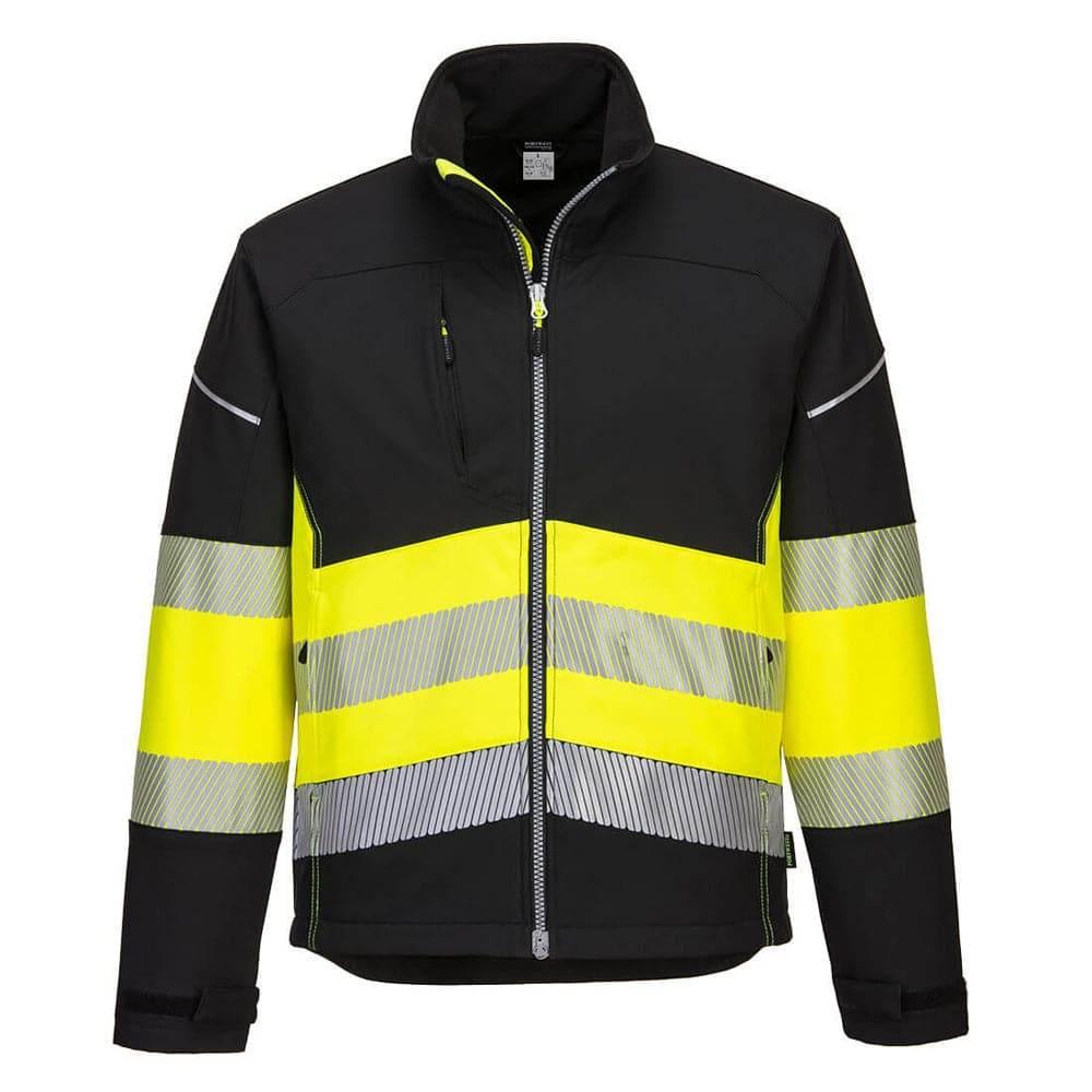 Portwest PW375 - PW3 Hi-Vis Class 1 Water Resistant Softshell Jacket Black/Yellow XL