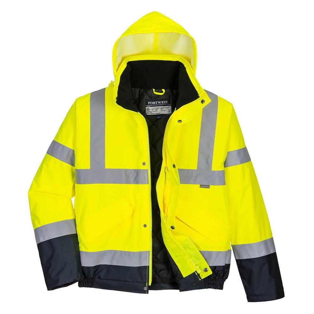 Portwest S266 - Hi-Vis Two Tone Waterproof Bomber Jacket Yellow Navy