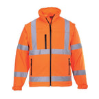 Portwest S428 Hi-Vis Softshell 3 in 1 Water Resistant Jacket Gilet Detachable Sleeves Orange