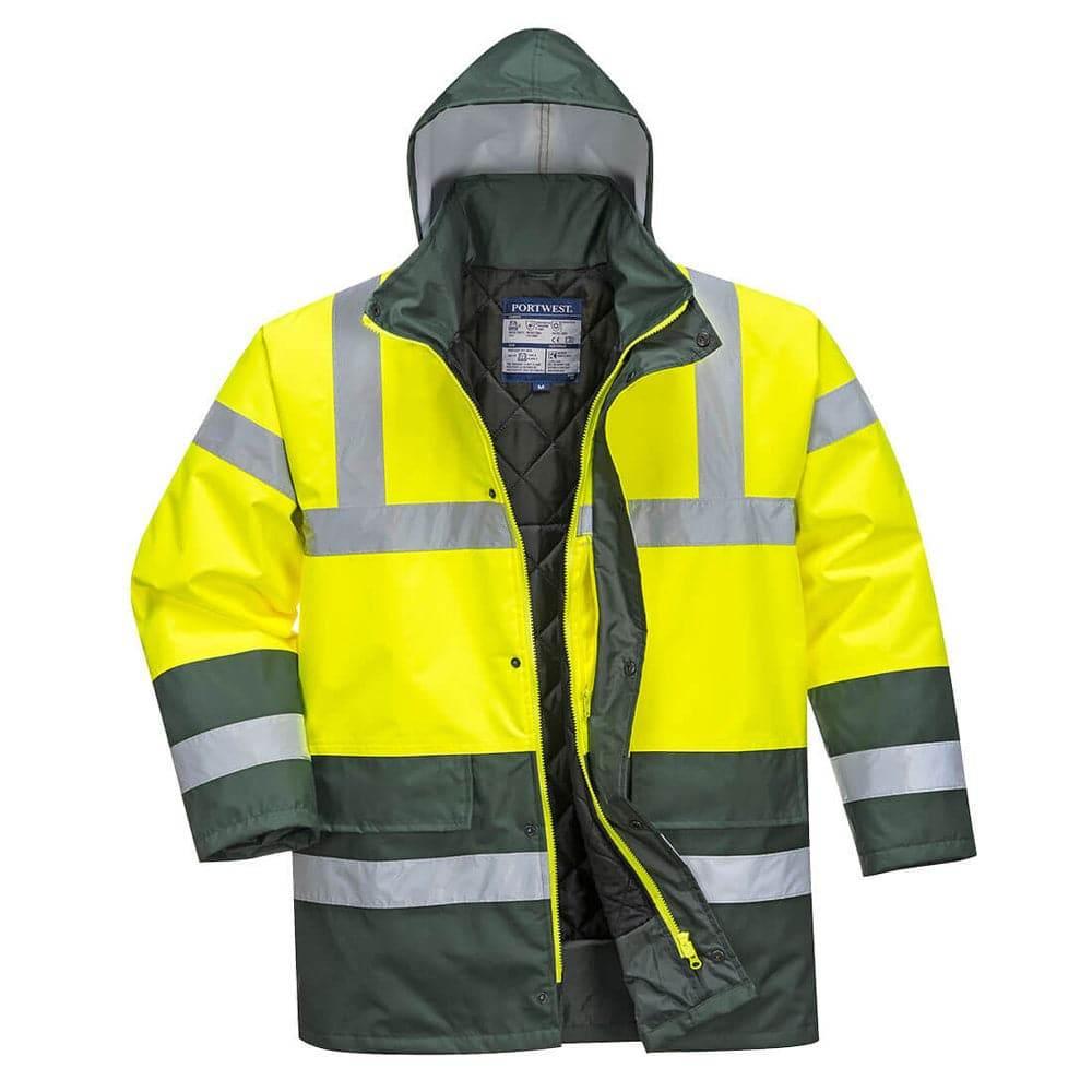 Portwest S466 Hi-Vis Contrast Waterproof Traffic Jacket Yellow Green