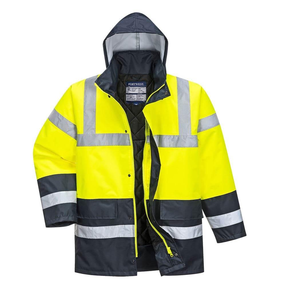 Portwest S466 Hi-Vis Contrast Waterproof Traffic Jacket Yellow