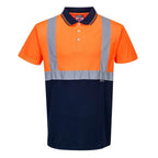 Portwest S479 Two-Tone Hi-Vis Polo Short Sleeve Work T-Shirt Orange Navy