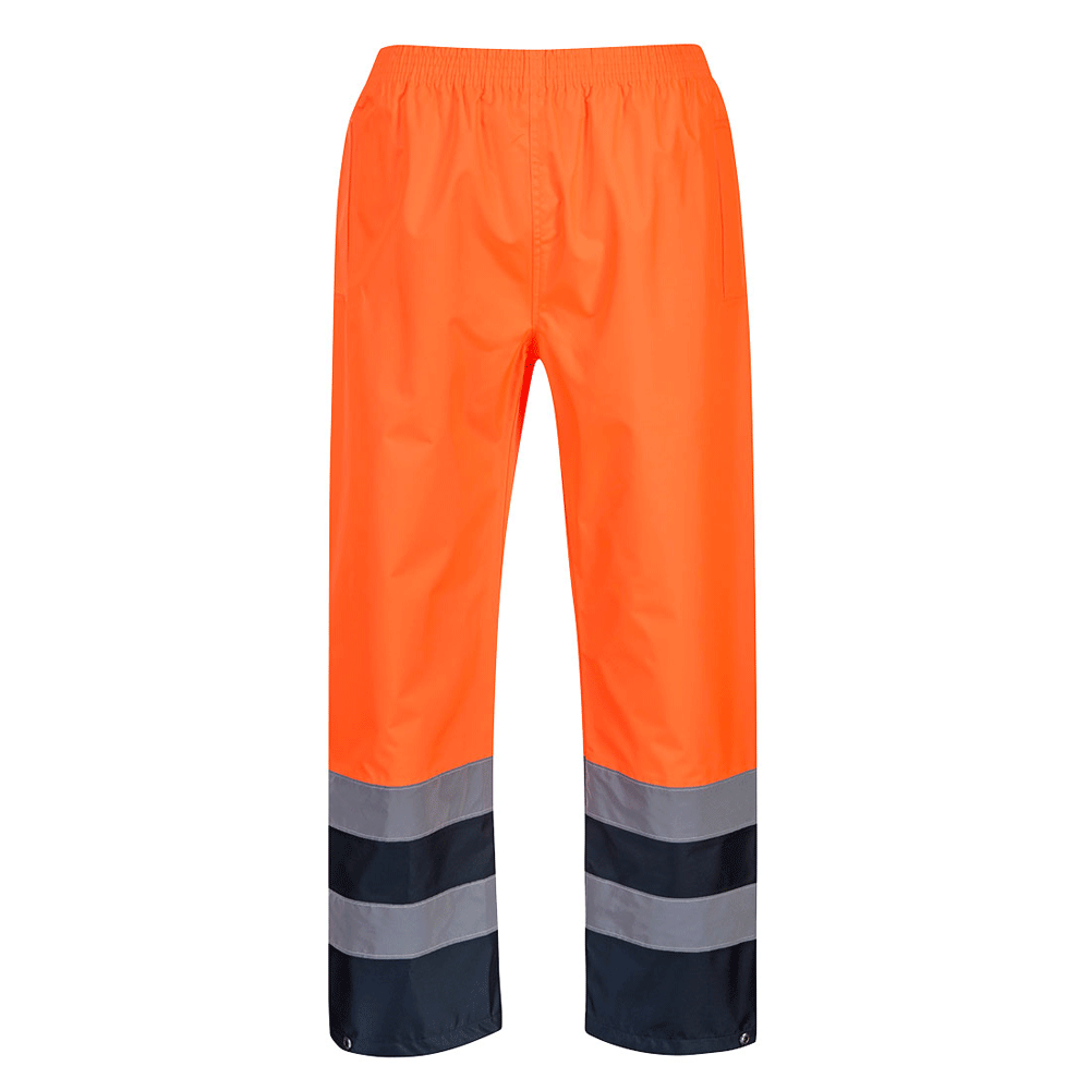 Portwest S486 Hi-Vis Two Tone Waterproof Traffic Trousers Various Colours Orange Navy