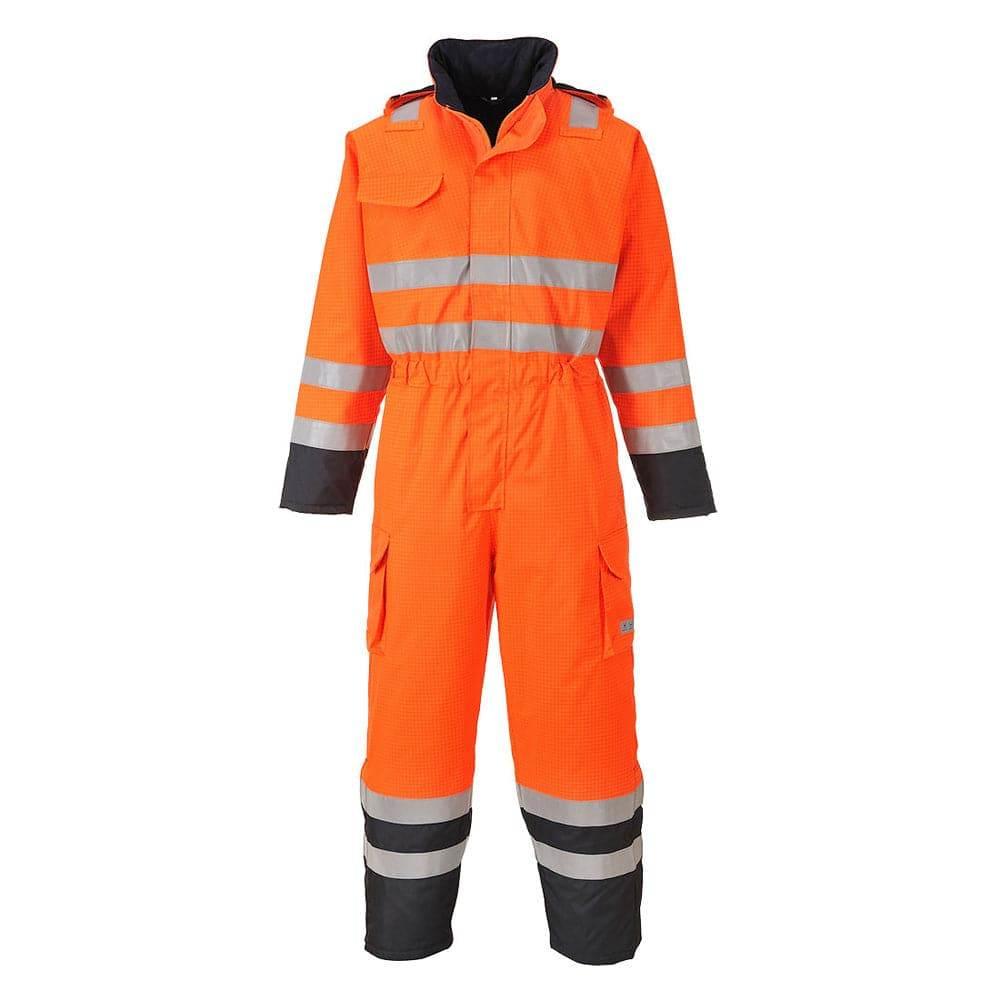 Portwest S775 Bizflame FR Waterproof Hi-Vis Breathable Coverall Orange Navy