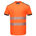 Portwest T181 PW3 Hi-Vis Short Sleeve Work T-Shirt Various Colours Orange Black