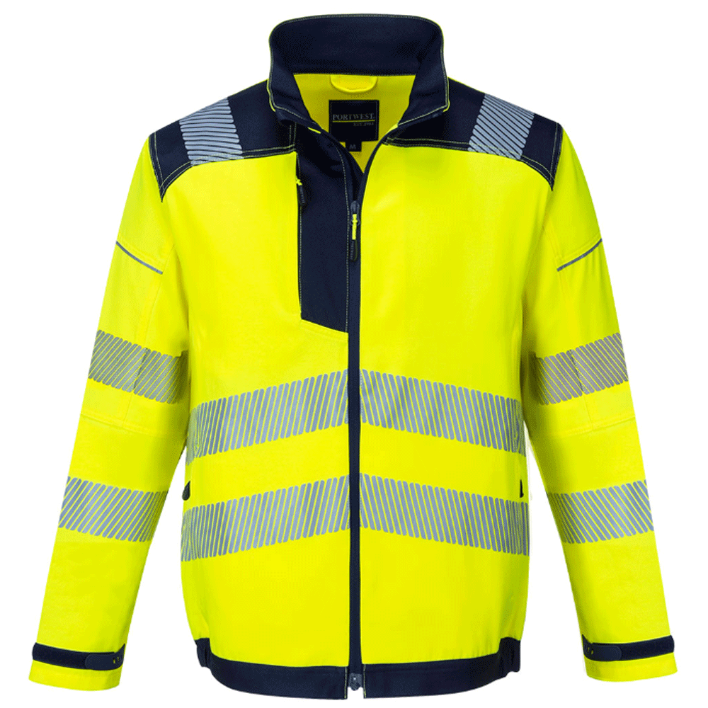 Portwest T500 PW3 Hi-Vis Work Jacket Yellow/Navy Small
