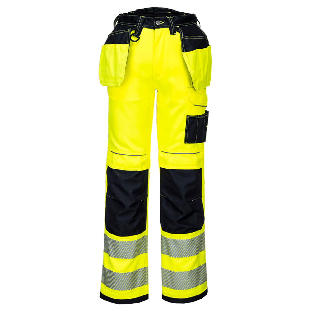 Portwest T501 PW3 Hi-Vis Holster Kneepad Work Trouser Various Colours Yellow Black