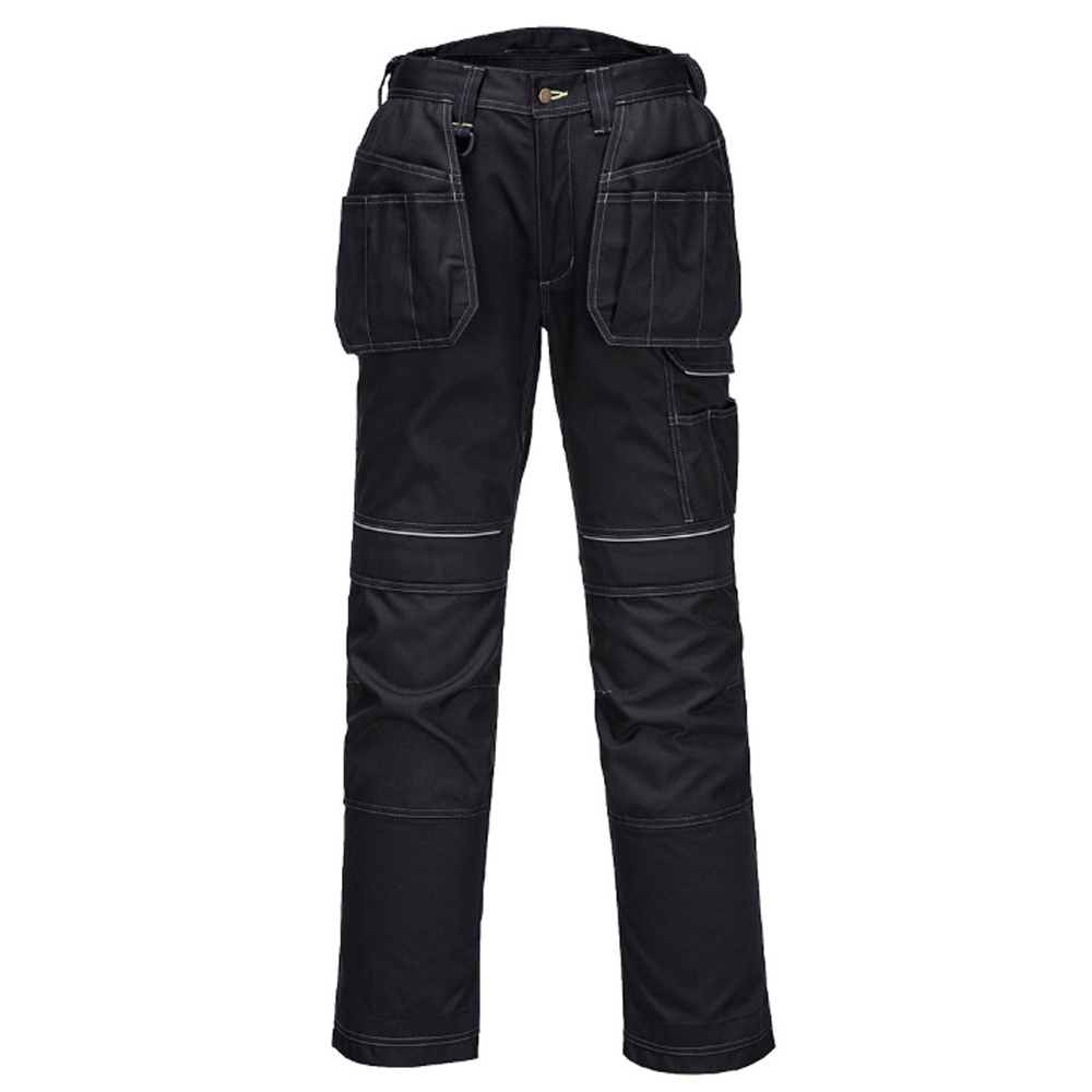 Portwest T602 PW3 Holster Pocket Kneepad Work Trousers Various Colours Black