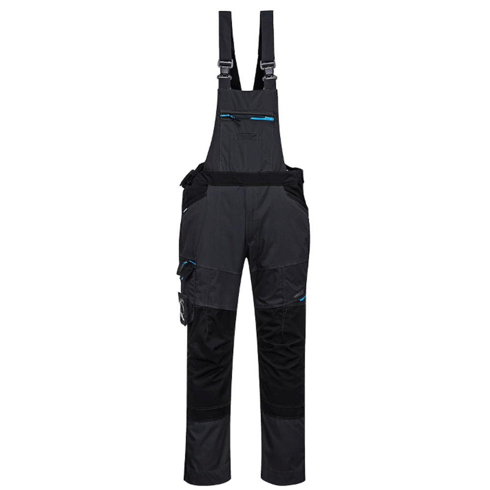Portwest T704 WX3 Kneepad Work Bib and Brace Metal Grey Large