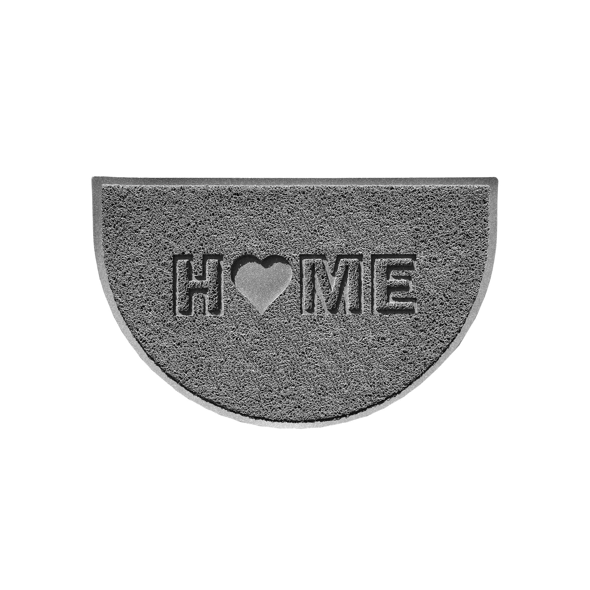 Home Heart Embossed Halfmoon Spaghetti Doormat Grey