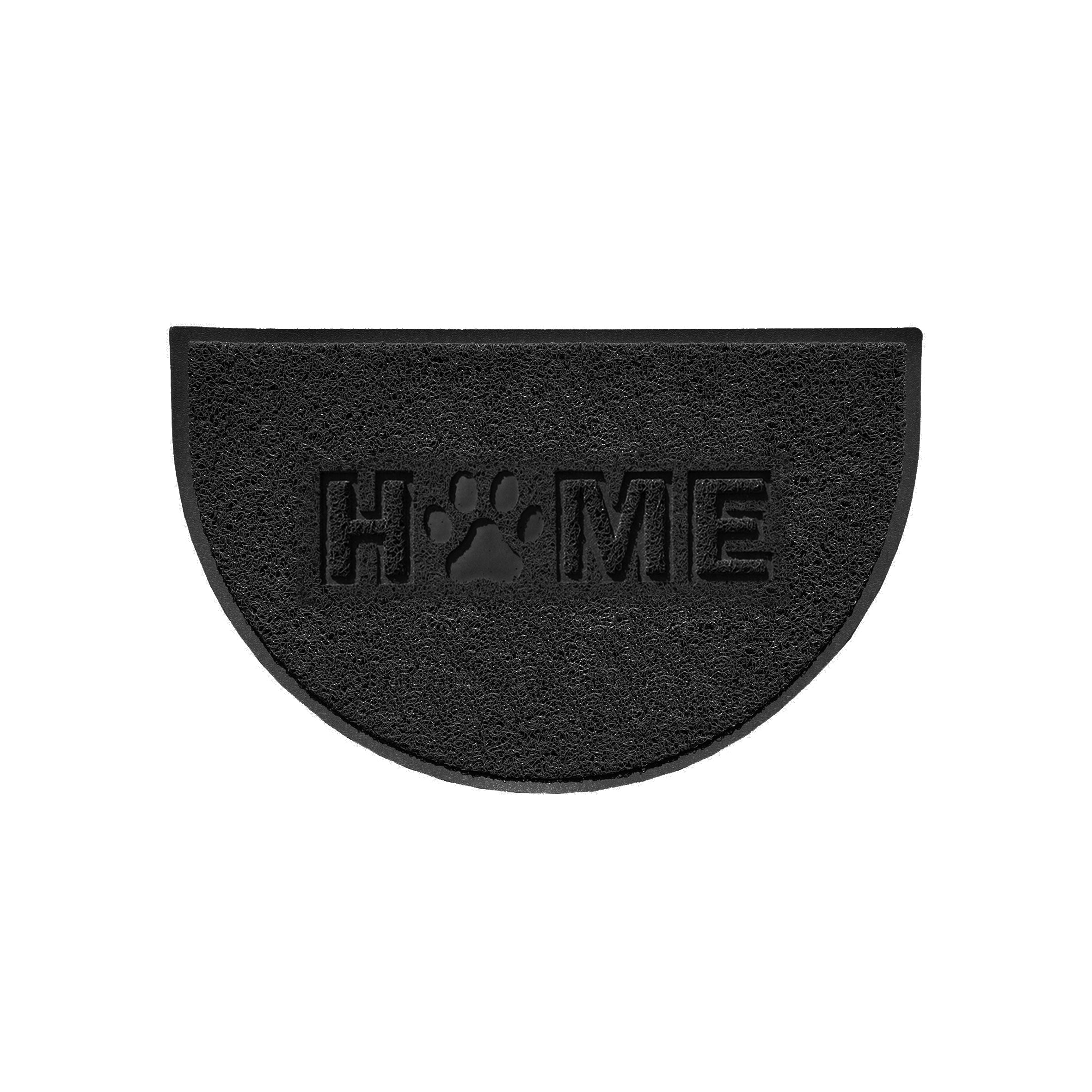 Home Paw Embossed Halfmoon Spaghetti Doormat Black