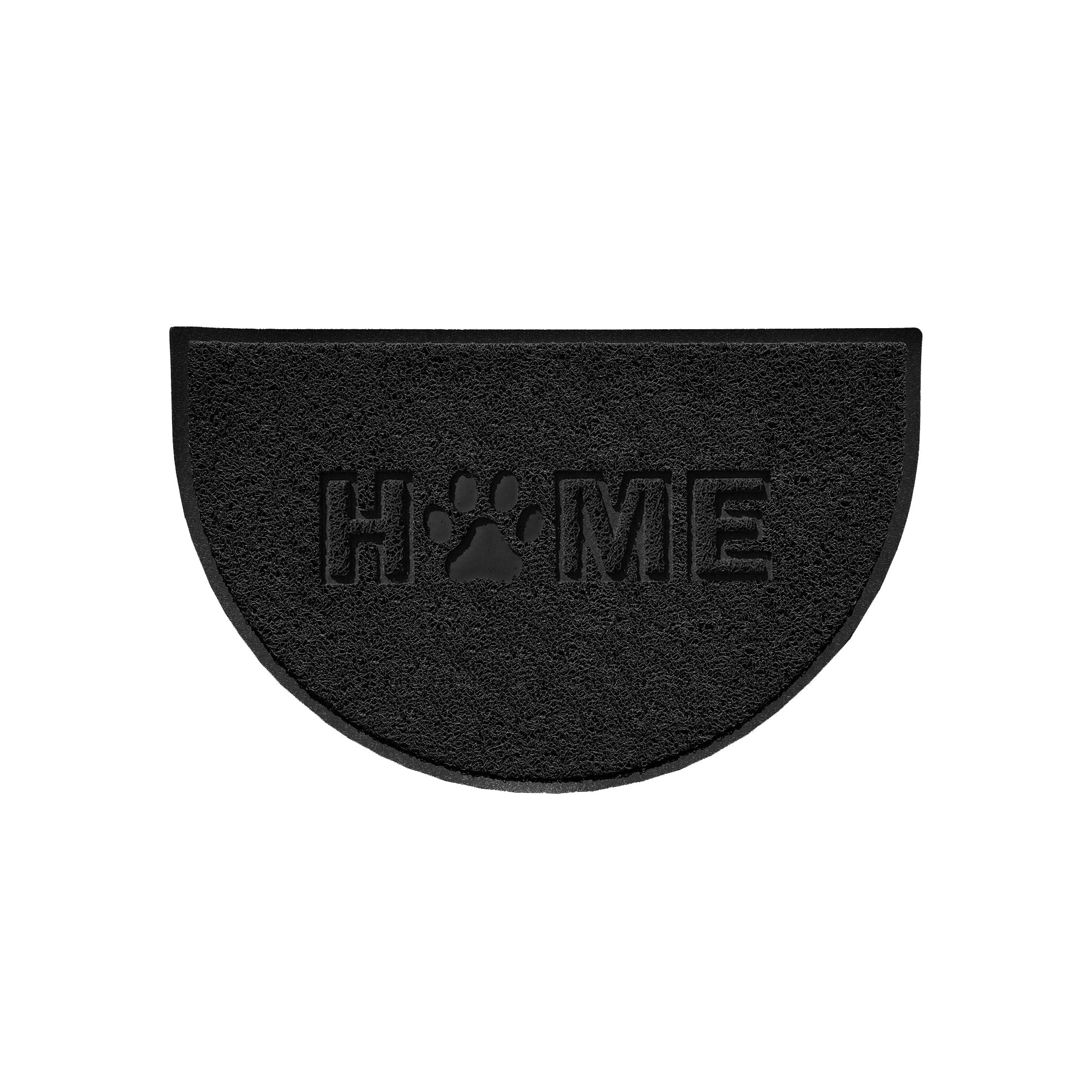 Home Paw Embossed Spaghetti Doormat Black 70cm x 44cm Halfmoon