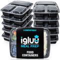 3-Compartment Reusable Containers with Airtight Lids - 946ml 30 Pack