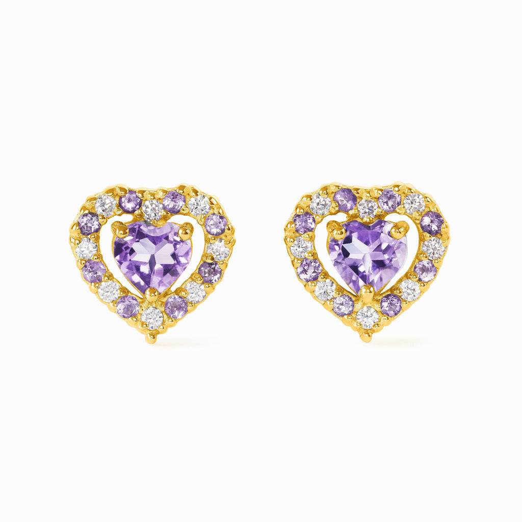 Purple Heart Lavender Amethyst Stud Earrings in 18k Gold Vermeil