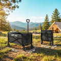 80L Festival Trolley on Wheels, Compact Garden Folding Trolley Cart with Adjustable Handle, Black