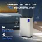 12L Dehumidifier with Filter, Auto Defrost, Children Lock, for Home