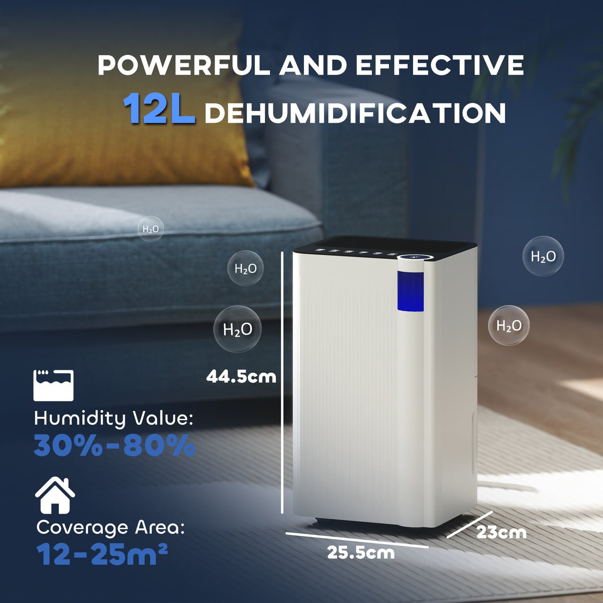 12L Dehumidifier with Filter, Auto Defrost, Children Lock, for Home