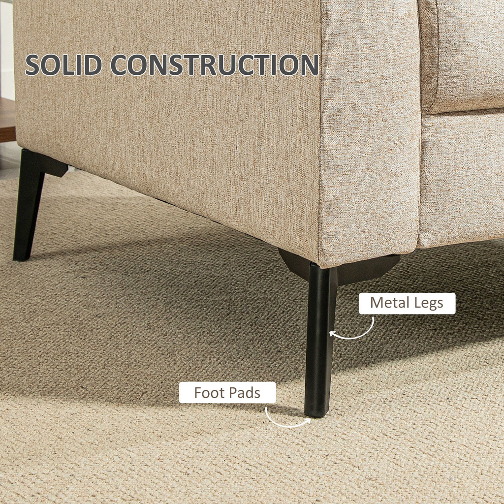 Linen Fabric Modern Accent Chair with Metal Legs, Wood Frame