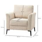 Linen Fabric Modern Accent Chair with Metal Legs, Wood Frame