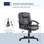 Office Chair, Computer Desk Chair, Mid Back Executive Chair with Adjustable Height and Swivel Rolling Wheels for Home Study, Black