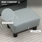 PU Leather Footstool with 4 Plastic Legs, Grey