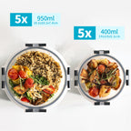 Round Glass Containers with Airtight Lids - 950ml & 400ml - 10 PACK