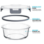 Round Glass Containers with Airtight Lids - 950ml & 400ml - 10 PACK