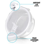 Round Glass Containers with Steam Vent Lid - 950ml - 5 PACK + 1 extra lid