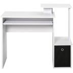 Computer Desk with Sliding Keyboard Tray, Storage Drawer and Shelf, Home Office Workstation, White