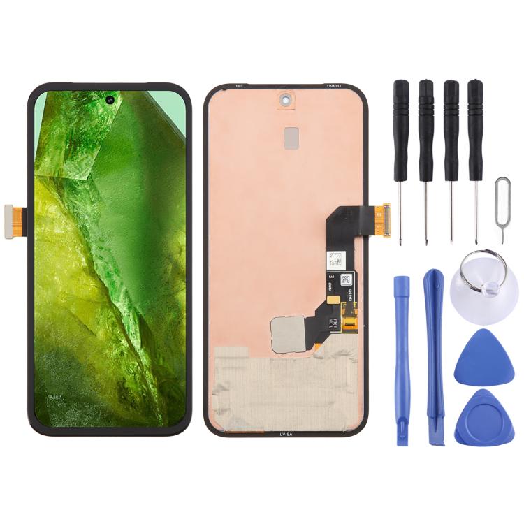 For Google Pixel 8A GKV4X G6GPR G8HHN Original LCD Screen Digitizer Full Assembly with Frame, Including Fingerprint Flex Cable – Durable Build, Easy to Use, For Google Pixel 8A(Original)