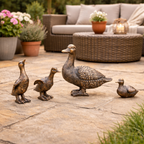 Set of 4 Resin Duck Family Ornaments – Decorative Garden Duck Figurines