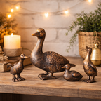Set of 4 Resin Duck Family Ornaments – Decorative Garden Duck Figurines