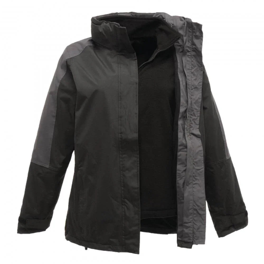 Regatta TRA132 Defender III Waterproof 3-IN-1 Jacket Womens Black Seal Grey
