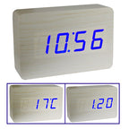 3 in 1 Wooden Clock (Alternately display time, month & date and temperature), White, 3 in 1 Wooden Clock 3 in 1 Wooden Clock